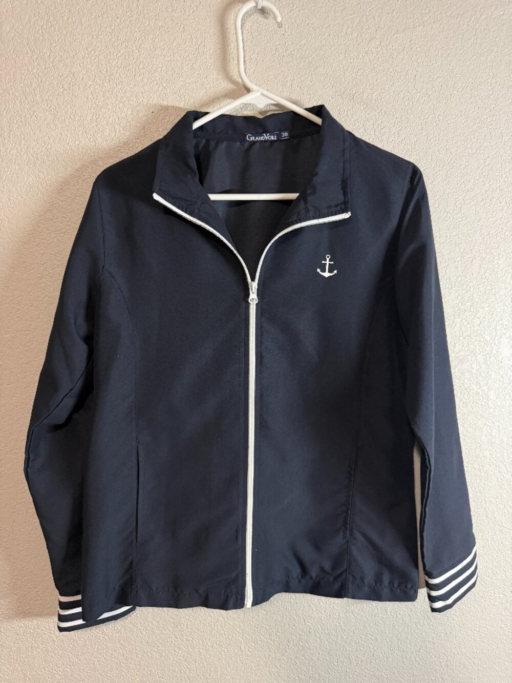GrandVoile Women's Navy Blue Nautical Full-Zip Jacket Size 38 (Medium)
